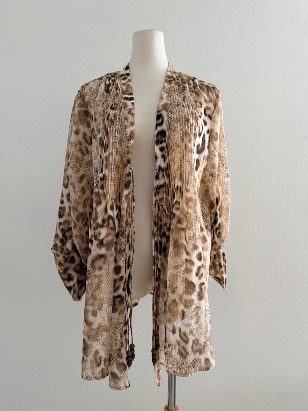 NWT Chico's Leopard Snakeskin Animal Print Sheer Open Front Cardigan Kimono